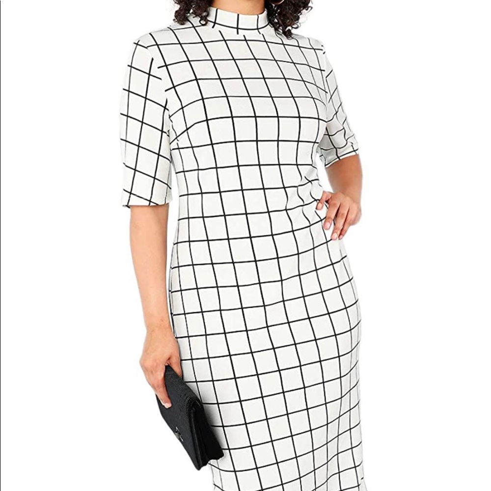 White & black midi dress